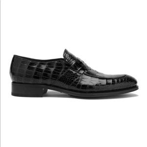 Caporicci 3321 Alligator Penny Loafers Shoes Black